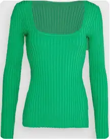 Good American Knit Kelly Green Sweater Long Sleeve Blouse NWT