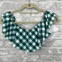 Altar’d State Swim Green Checked Bikini Top