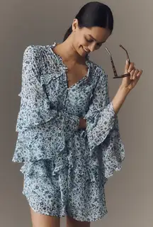 Anthropologie Ruffle Swing Floral Romper