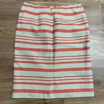 Talbots Orange Tan Striped Pencil Skirt Womens Size 4 Small Linen Blend Career