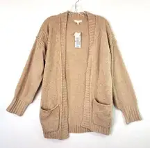 Ultra Flirt Cardigan Women's Medium Camel Tan Chenille Cozy Cardi Pockets NWT