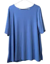 Susan Graver Modern Essentials Size US XL Blue Liquid Knit Tunic Top‎ Stretch