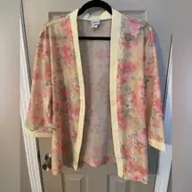 Haband! vintage blazer jacket yellow & pink floral.