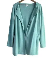 J.Crew Vanessa Open Front Sweater-Jacket Cotton Cardigan in Aqua Blue, Medium