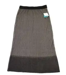 NWT Ming Wang Contrast Hem Maxi in Black Brown Shimmer Stripe Soft Knit Skirt XS