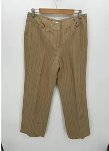 Ann Taylor Loft DressPants Women 8 Tan Striped Linen Blend Slacks Trousers Loose