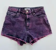 Guess Purple Jean Shorts High-Waisted Frayed Size 27