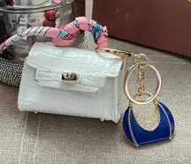 ✨White Croc-Embossed Mini Bag with Keychain/Bag Charm✨NEW
