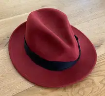 Rag & Bone Wool Fedora Hat in Red with Black Band