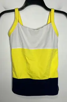 Lululemon work it out tank yellow navy blue white women's size 4 activewear