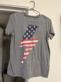 Gray American Flag T Shirt