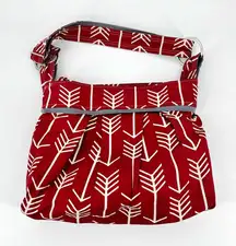 MARANDA‎ LEE Red White Printed Tote Bag Diaper Bag Carry All Canvas Over Sized