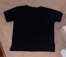 Sag Harbor Black Short Sleeve Sweater Tee Stretch Minimal Neutral Causal