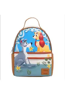 NWT Loungefly Disney Lady & The Tramp Flower Scene Mini Backpack Book Bag Dogs