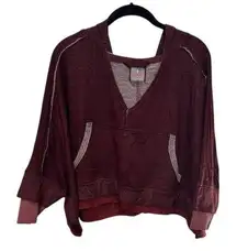 Free People Movement Hit The Slopes Hoodie Pullover Top Burgundy‎ XS