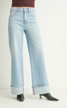 Just Black Denim The High Rise Cuffed Palazzo Wide Leg Light Wash Jeans 27 / 4