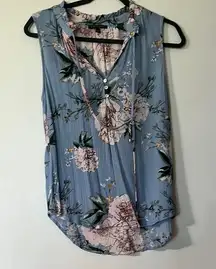 Staccato Sleeveless Floral Blouse - Blue and Pink