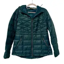 Athleta Goose Down Lightweight Puffer Parka Winter Jacket Coat Green‎ Small