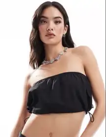 Vans Riley Parachute Black Crop Top Size Large