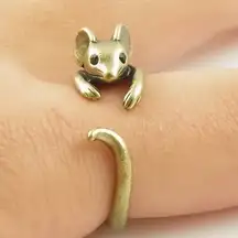 Stainless Steel Gold Mouse Adjustable Ring Sizes 5-9