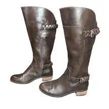 Audrey Brooke Women's‎ Brown Leather Knee High Riding "Tony" Boots Size 7