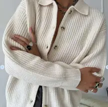 nwt aritzia wilfred claudette white light birch button up cardigan xxs 2xs