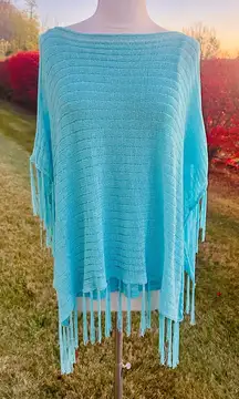 CHICO’s Turquoise Cold Shoulder Poncho