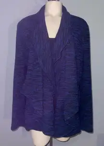 Grace Elements Open Front Blue/Black Women's Cardigan Jacket sweater Size XL