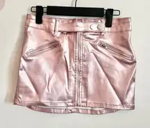 Pink Metallic Mini Skirt, Cyber Y2K,‎ Festival, Rave, Small, Bratz, Futuristic