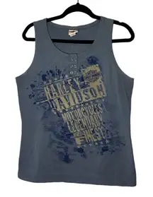 Harley-Davidson Motorcycle Sleeveless Blue Women's 2XL Sleeveless Tee Tank Top