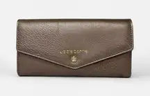 LIZ CLAIBORNE Dark Gold Faux Leather Multi Pocket Envelope Clutch Wallet