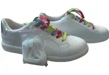 Torrid White Faux‎ Leather & Colorful Lace Sneaker Women’s Size 9 Wide Width