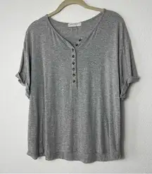 DownEast Grey Short Sleeve Blouse L