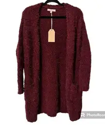 Love tree womens size small merlot burgundy cardigan long sleeve with pockets