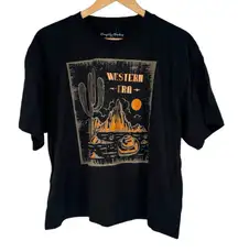 Naughty Monkey Black Western Theme T-Shirt size Large Short Sleeves Metallic