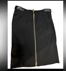 Boston Proper Black Leather Trim Ponte Zipper Accent Knee
Length Skirt 2 NWT
