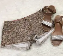 Distressed Animal Print Shorts