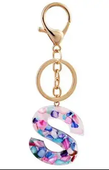 Letter S Keychain Glitter Acrylic