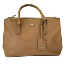 TORY BURCH Saffiano Leather Robinson Double Zip Tigers Eye Saffiano purse