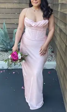 House of CB Charmaine Blush Pink Corset Maxi Dress