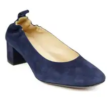 NEW Everlane The Italian Leather Day Heel in Navy Blue Suede