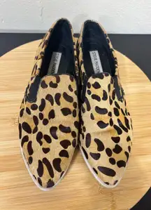 Steve Madden 7.5 Ecentric Leopard Print Calf Hair Slip On Loafer Flats Shoes‎
