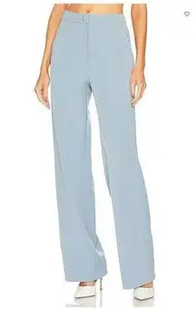 New WeWoreWhat Women's Blue Storm Relaxed Wide Leg Suiting Twill Trouser Pants 0