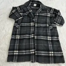 Abercrombie Fitch Sz XL Wool Wrap Grey Plaid Belted Winter Coat Missing Belt**