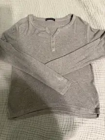 Brandy Melville Henley Long Sleeve Grey Top