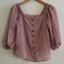 Hutch x Anthropologie Puff Sleeve Square Neck Lilac Top Blouse Medium