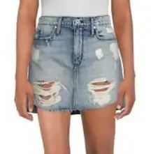 Denim Distressed Raw Hem Mini Skirt Size 26 NWT!