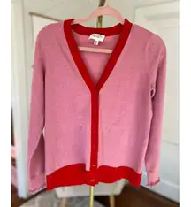 Candace Cameron Bure Colorblock Cardigan Preppy Parisian Red Pink Classic Bougie