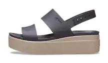 CROCS Black and Tan Platform Sandals