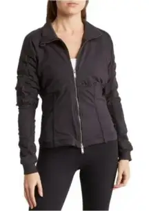 NEW Free People Movement Foundation Ruched Seam Jacket in Black Bomber Jacket